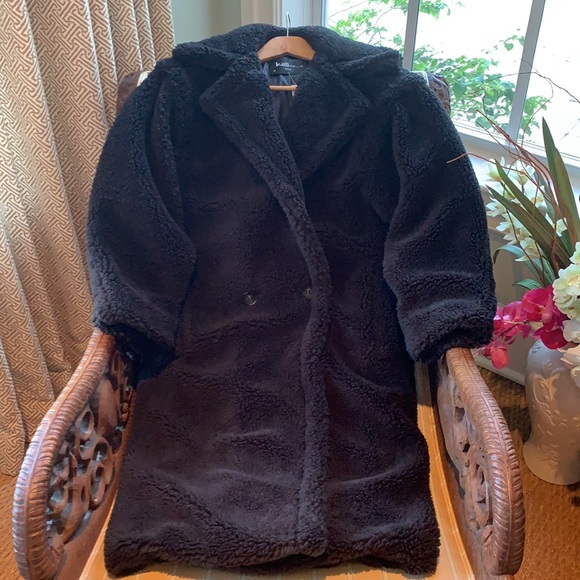 K. ZELL PARIS BLACK FAUX FUR OVERSIZED TEDDY COAT SIZE M - Picture 2 of 9